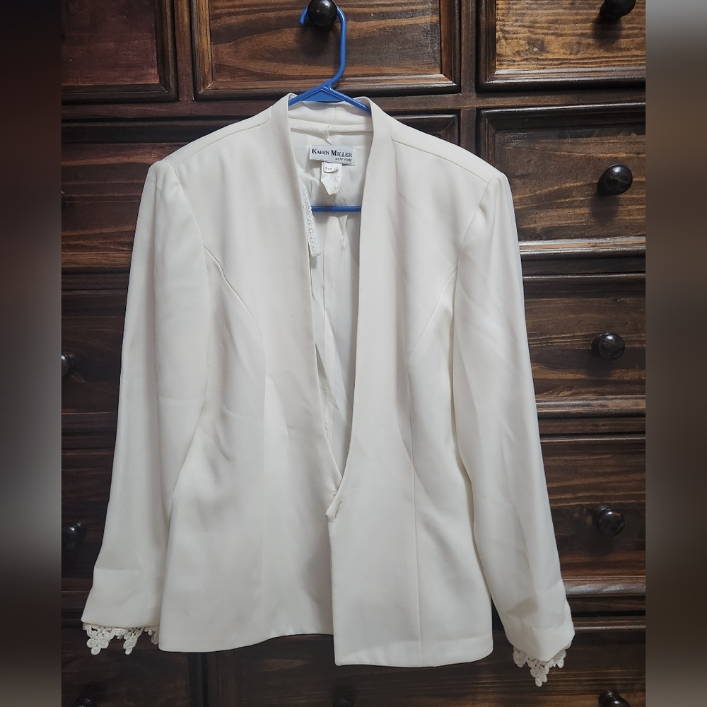 White blazer with scarf